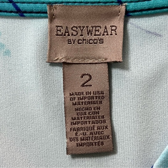 Easywear By Chico’s Blue Floral Ombré Asymmetrical Hem‎ Tunic Women’s Large 2 - Picture 5 of 8